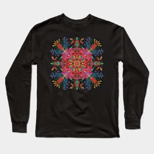 Folkloristic pattern with flower elements Long Sleeve T-Shirt